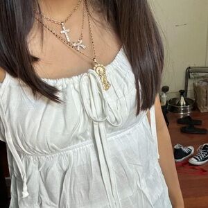 White babydoll top with tieable straps